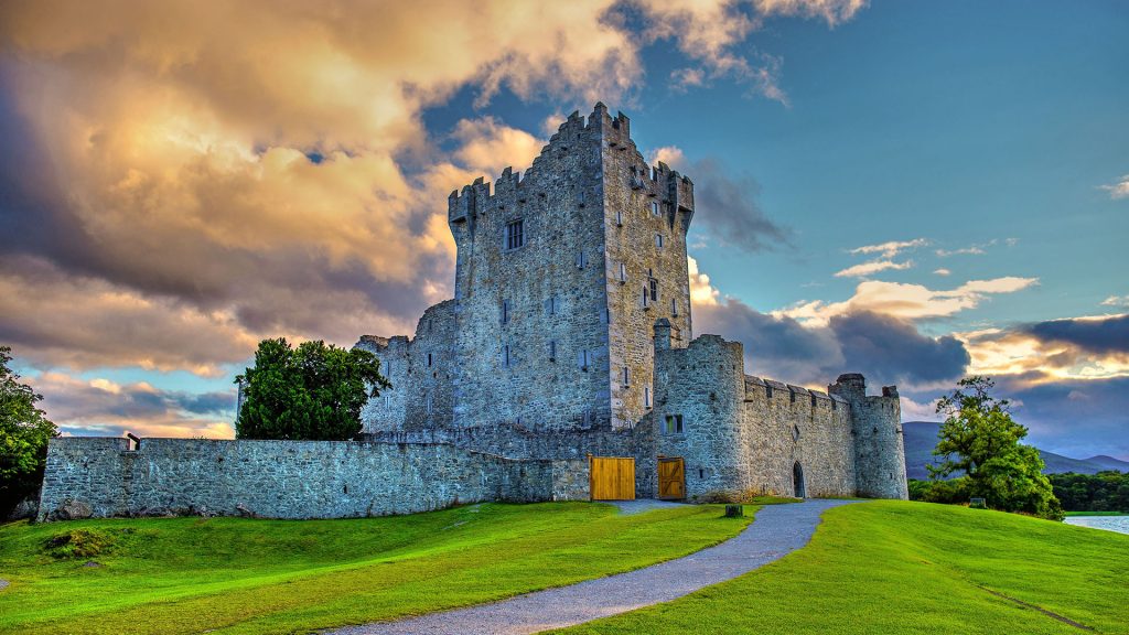 Landscape of Ross Castle in the Killarney National Park, Ireland