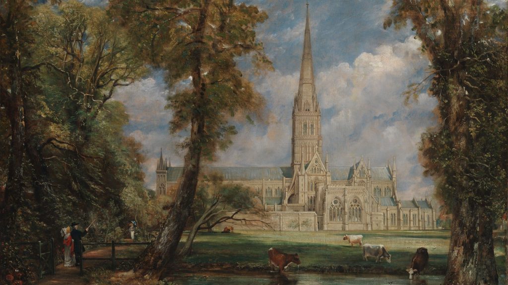 Salisbury Cathedral from the Bishop's Grounds, painting by John Constable, ca. 1825