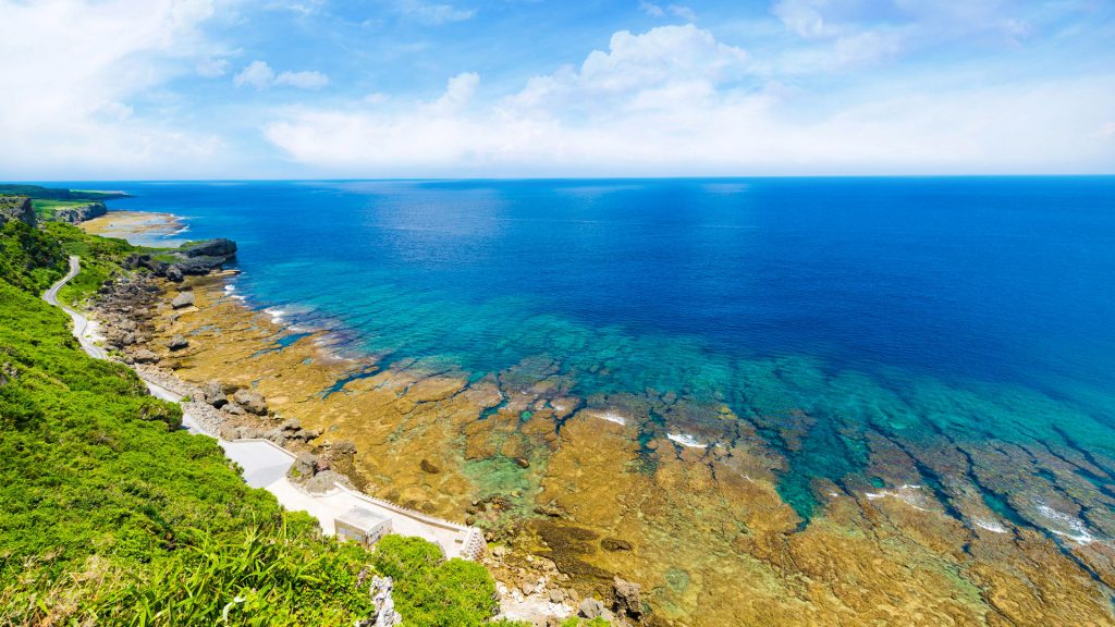 Blue sky and the spectacular coast, Okinawa Island, Japan