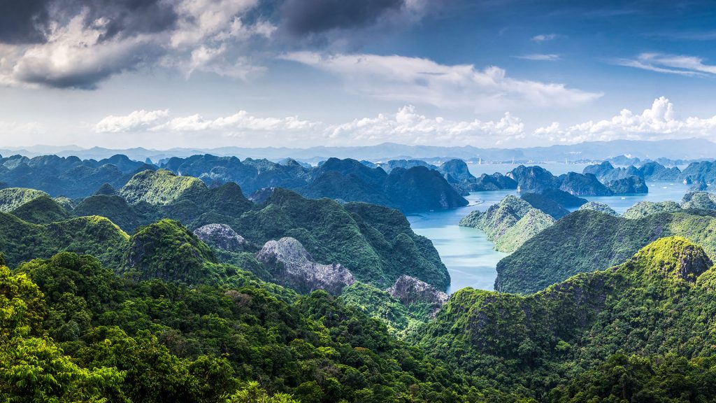 Scenic view over Hạ Long Bay from Cát Bà Island, Vietnam