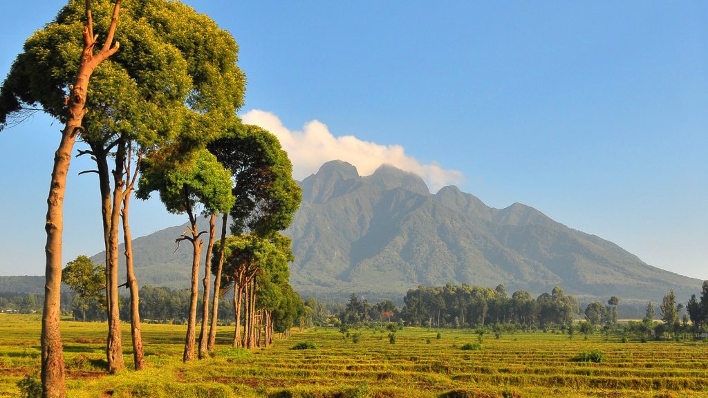 Virunga Mountains view in Rwanda