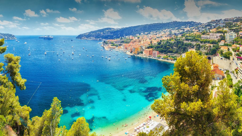 View on town Nice coastline, luxury summer resort, French Riviera (Côte d'Azur), France