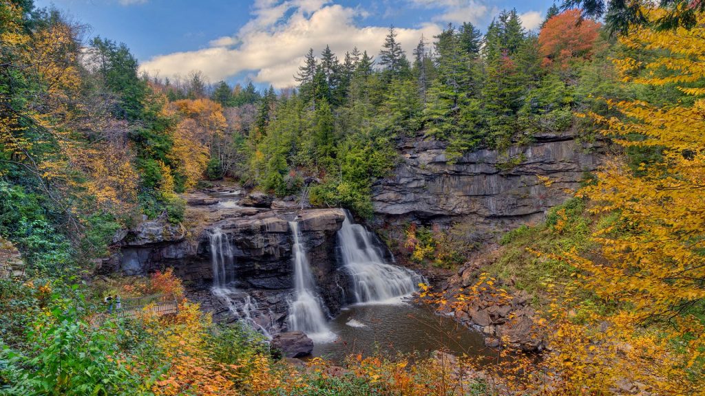 The Three Sisters in fall, autumn colors at Blackwater Falls State Park, West Virginia, USA