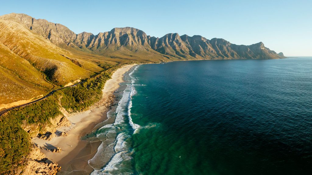 Aerial view of Kogel Bay beach, Western Cape, South Africa