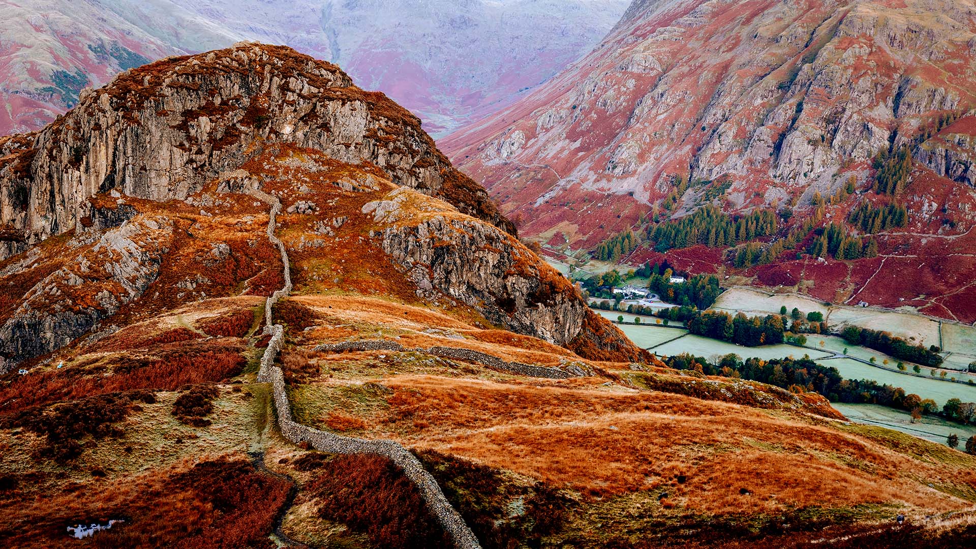 Morning At Lingmoor Fell Side Pike Langdales Lake District Cumbria 