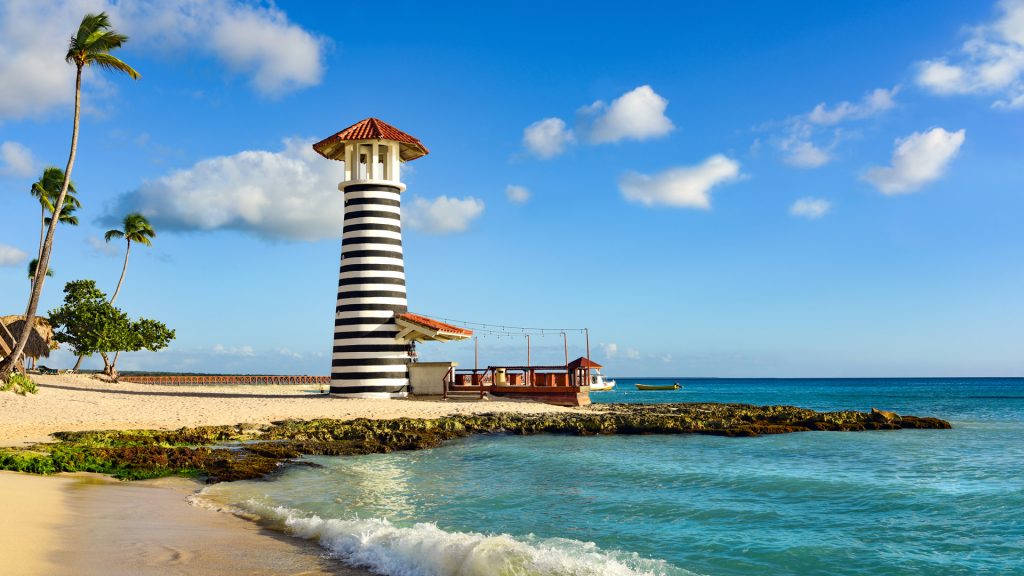 Beach with a lighthouse, Bayahibe, Dominican Republic