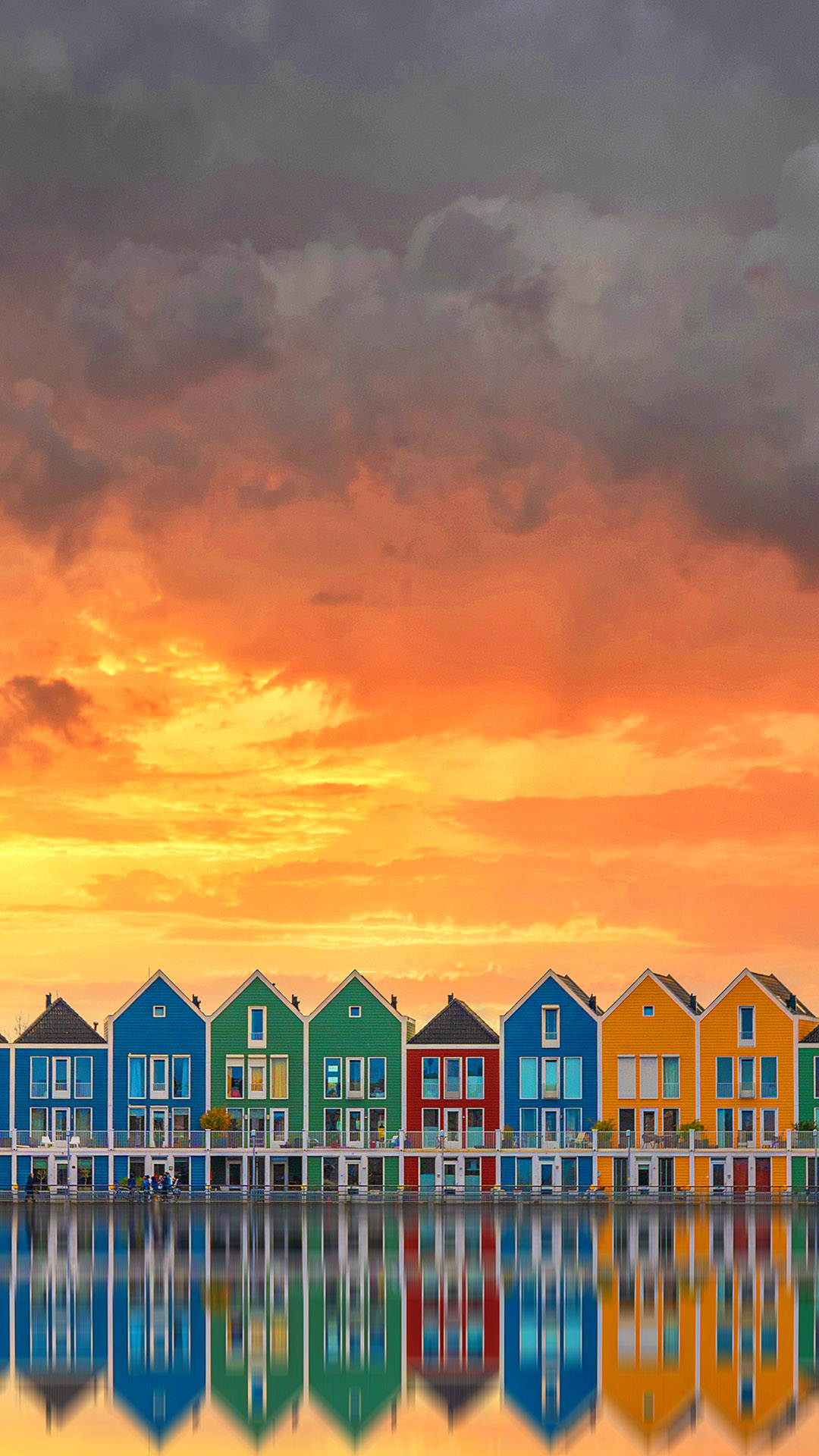 Row of modern colorful houses in the town of Houten in the Netherlands ...