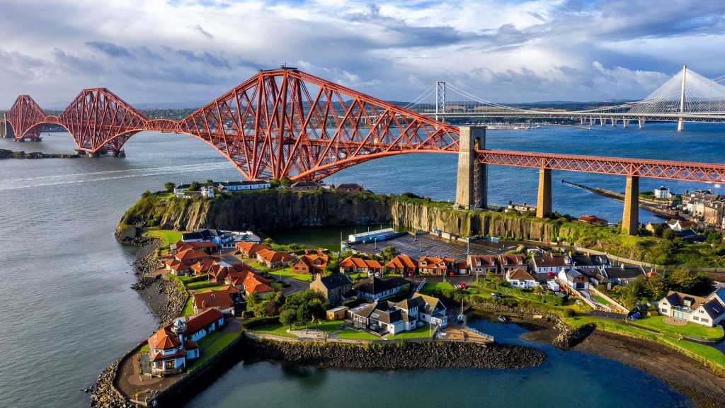 The Forth Bridge across the Firth of Forth, North Queensferry, Scotland, UK