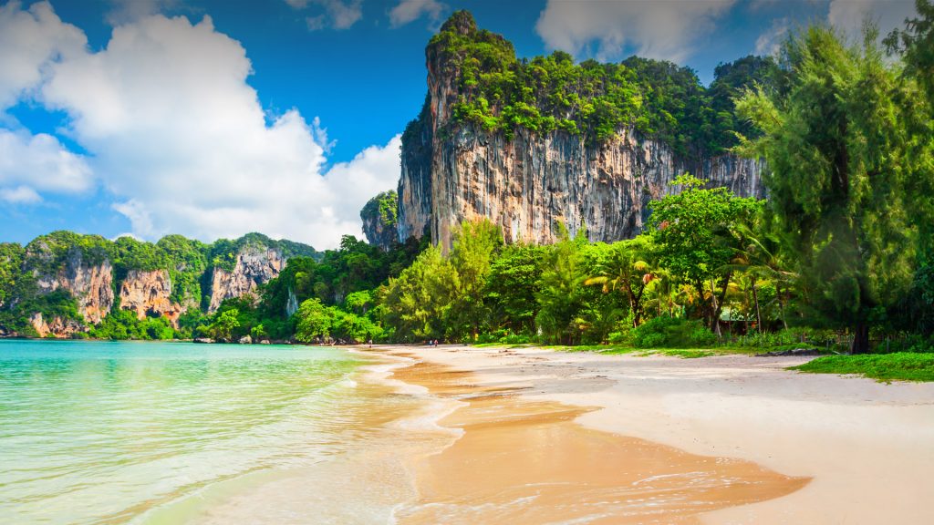 Beauty beach with yellow sand and crystal clear water in Thailand