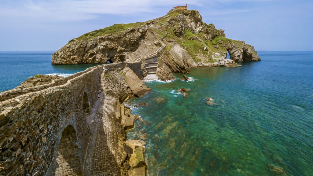 Landscape of coast in the Cantabrian Sea, Gaztelugatxe, Bermeo, Basque Country, Spain