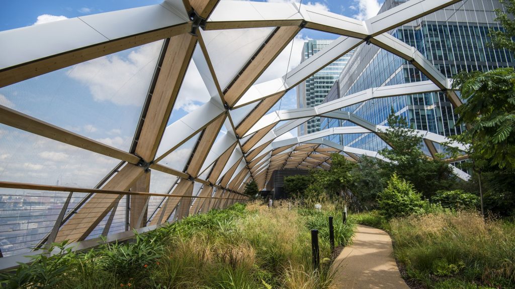 Crossrail Place Roof Garden in Canary Wharf, London, England, UK