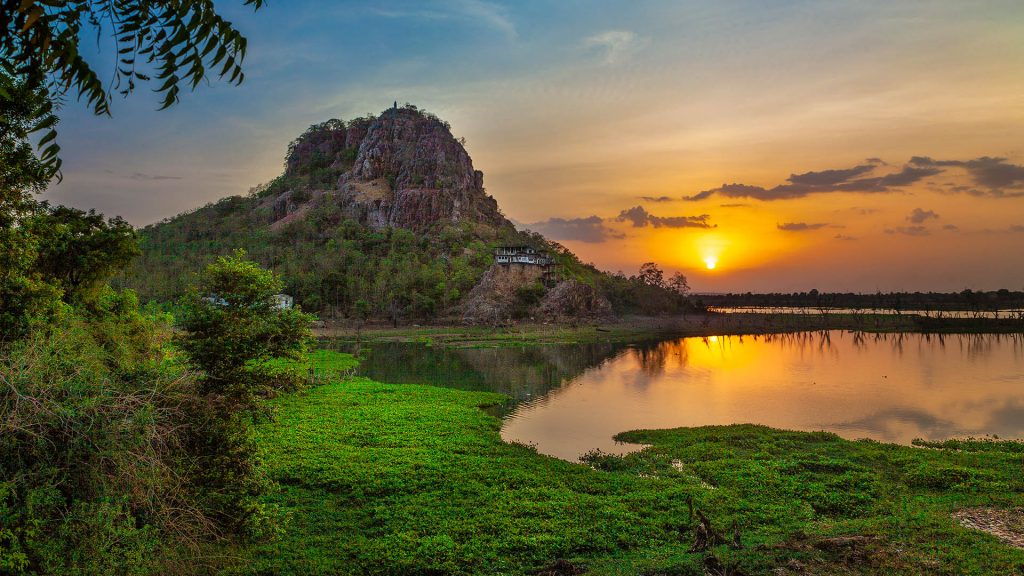 Sunset over the river with reflection, Ambhora, Nagpur, India