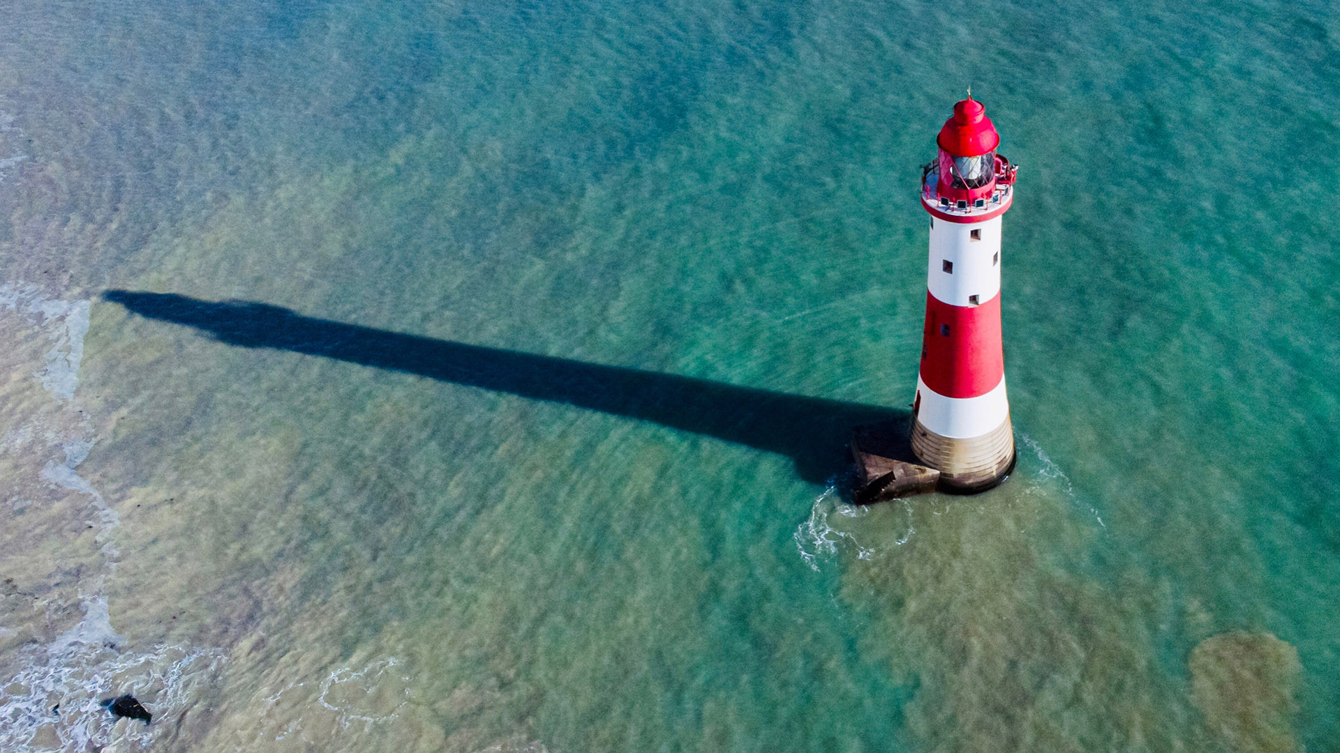 Beachy Head Lighthouse From High Angle View East Sussex England UK 