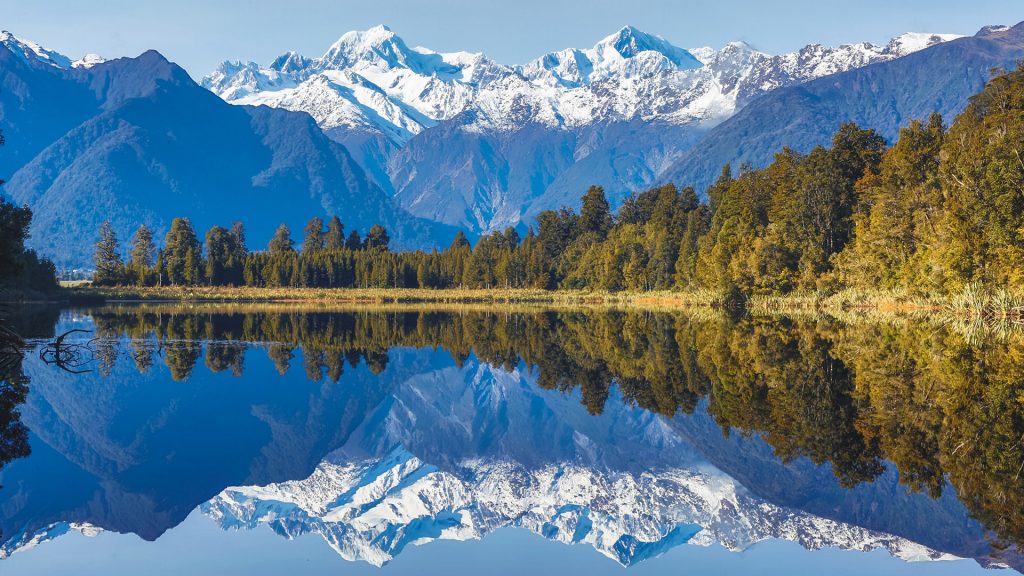 Lake Matheson with reflection, Westland National Park, South Island of New Zealand