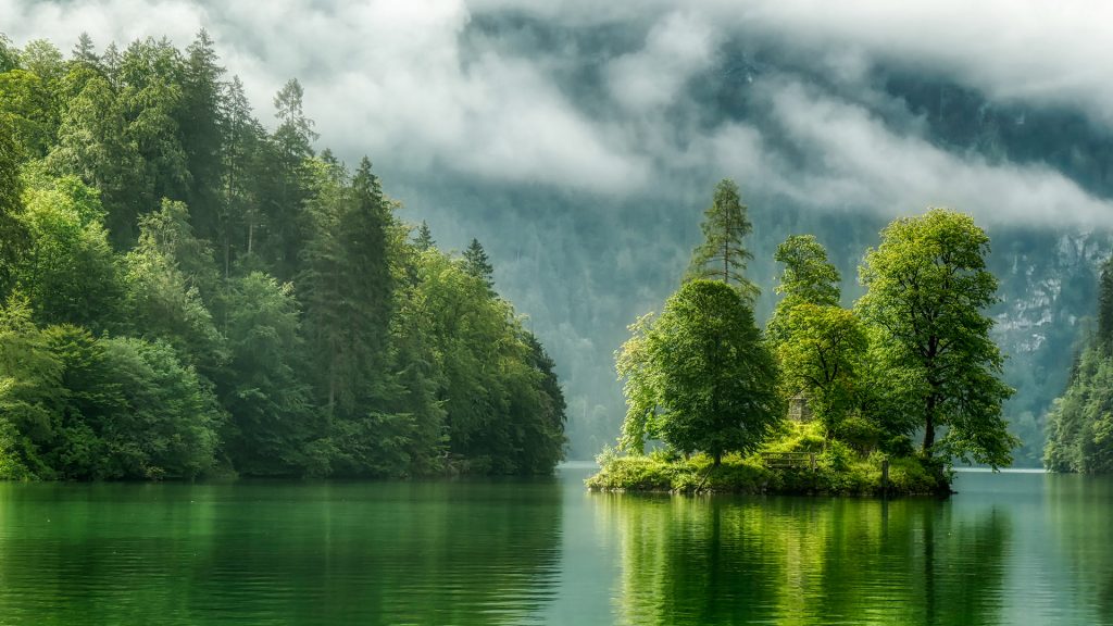 Morning panoramic view of lake against sky, Königssee, Bavaria, Germany