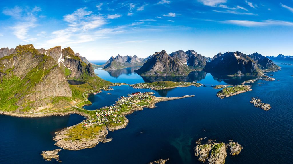 Lofoten archipelago summer panorama, Nordland, Norway