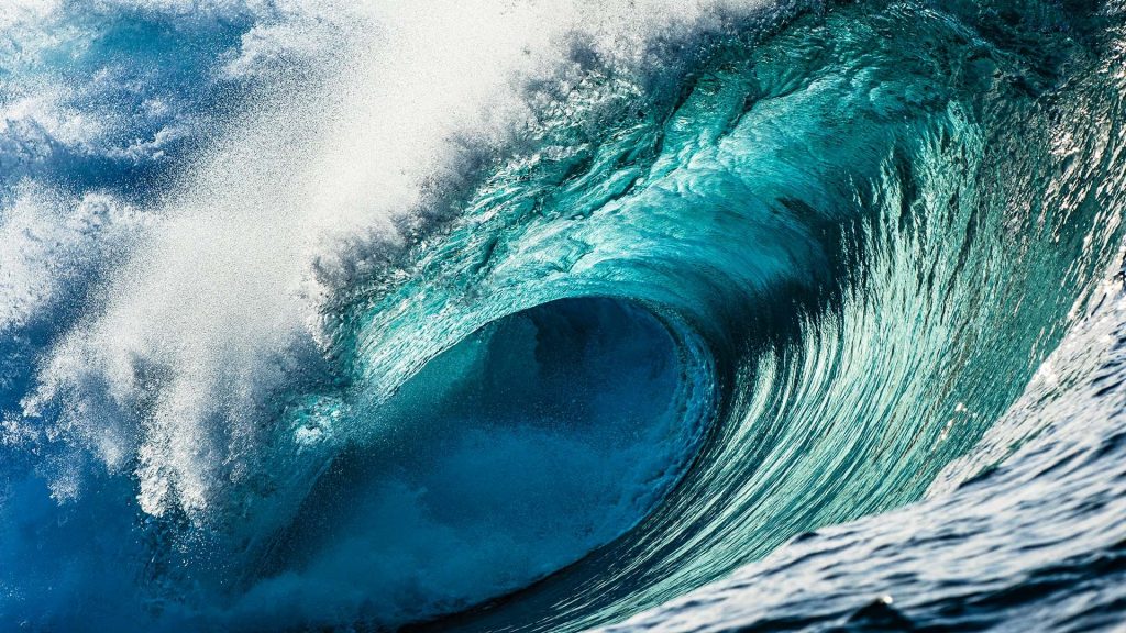 Perfect teal blue ocean wave