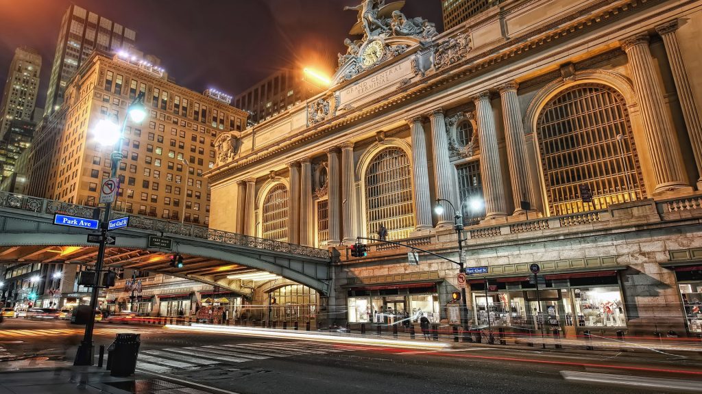 Grand Central Terminal station in Midtown Manhattan, New York City at night, USA