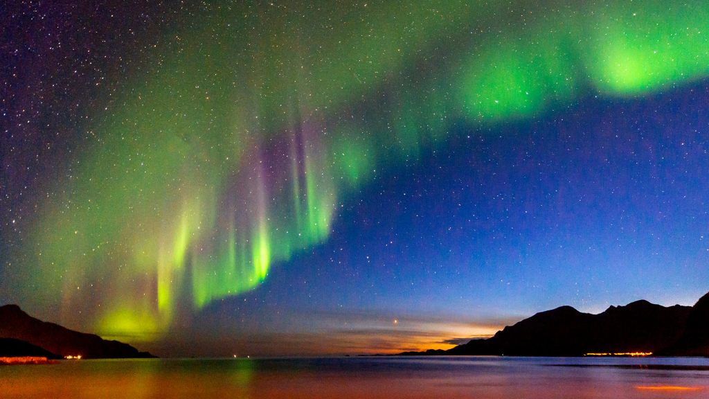 The polar lights over Grøtfjord, Tromsø, Norway