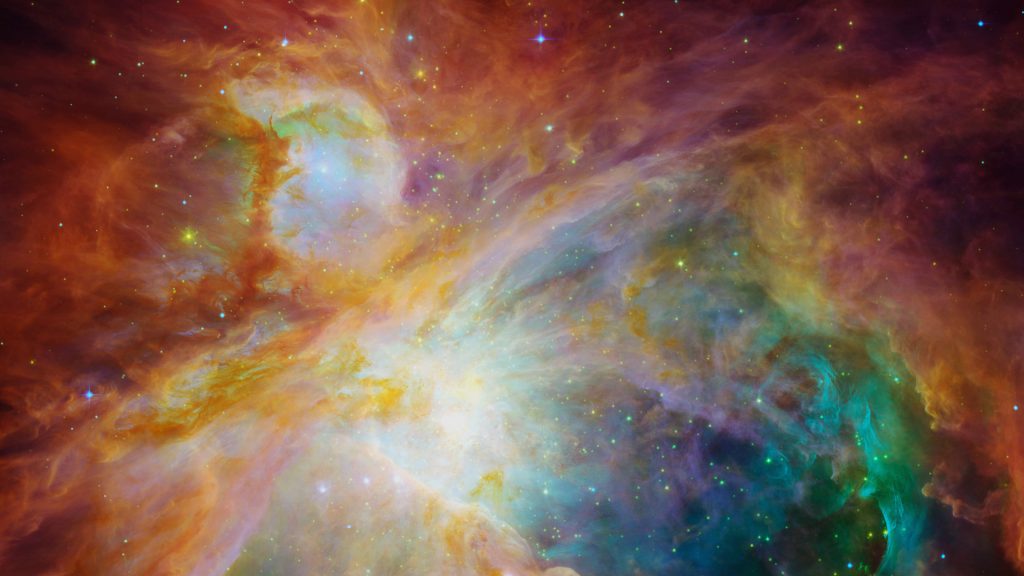 Image of the Orion Nebula by NASA's Spitzer and Hubble Space Telescopes