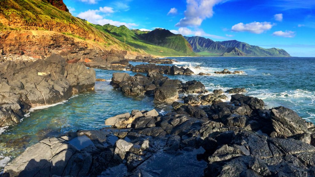 Tide pools at the Kaena Point and Yokohama coast on the northwest coast of Oahu, Hawaii, USA
