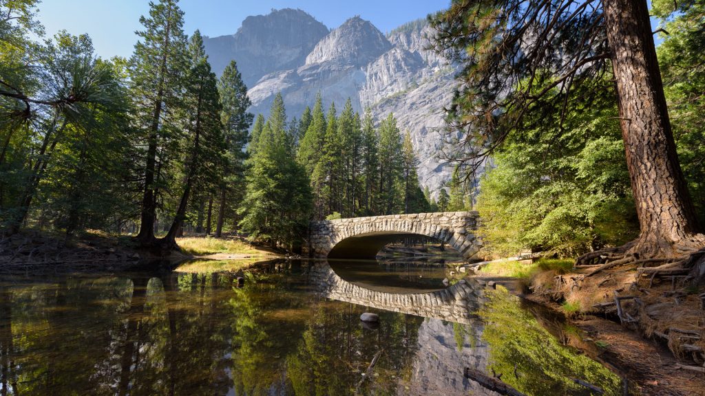 View of Merced River in Yosemite valley, Yosemite National Park, California, USA