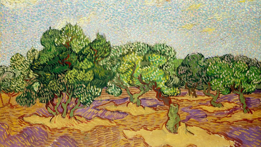 Olive Grove - Pale Blue Sky, 1889, painting by Vincent van Gogh