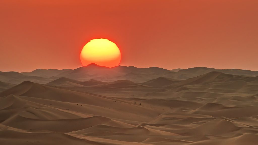 Sunset in Rub al Khali desert, Abu Dhabi, UAE