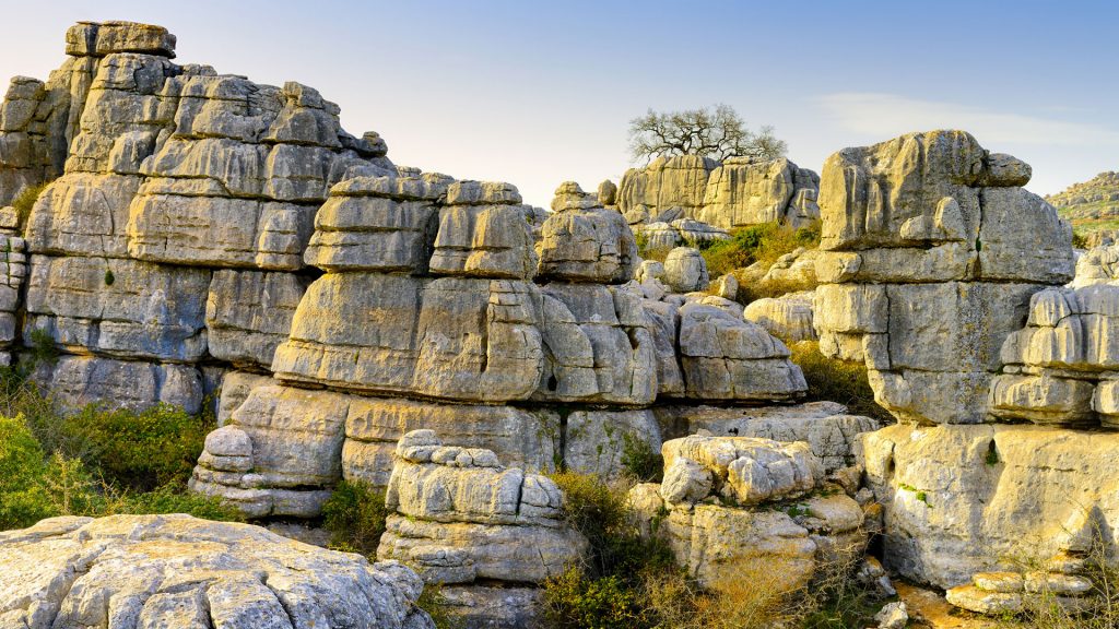 Karstic landform in El Torcal de Antequera National park and Nature Reserve, Andalusia, Spain