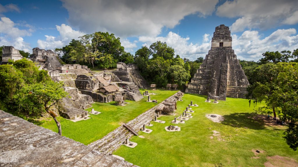 The temple and ruins and complex in Tikal, El Petén, Guatemala
