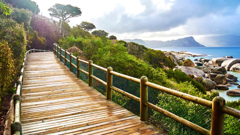 Boulders Beach with seaside and mountains view, Cape Town, South Africa
