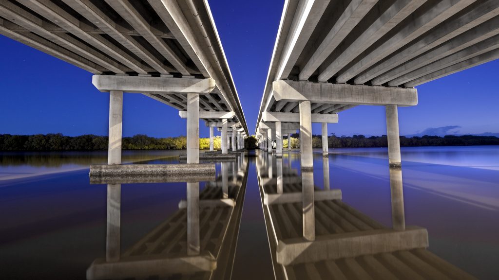 Under Maroochy River Bridge, Sunshine Motorway, Maroochydore, Queensland, Australia