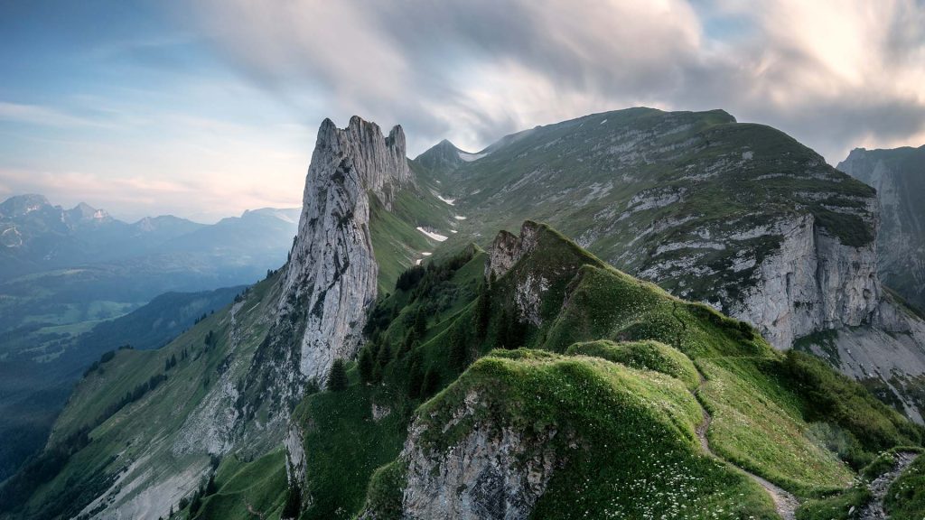 View over the Saxer Lücke in summer, Appenzell Inner-Rhodes, Switzerland