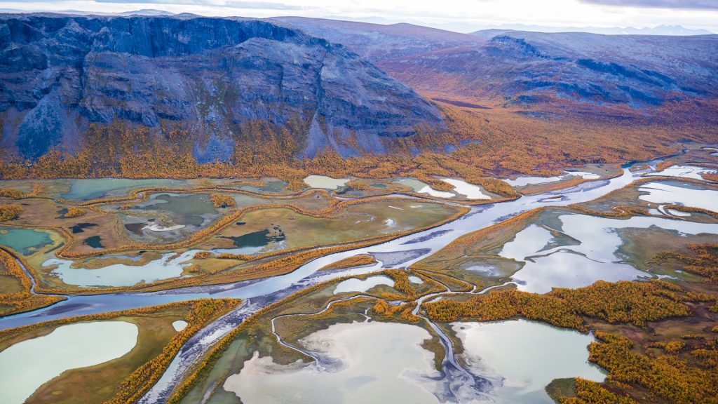 View from Skierfe mountain in autumn, Jokkmokk, Lapland, Sweden