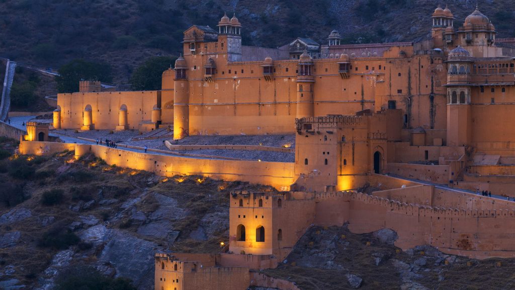 Amber Fort in twilight, Amer, Jaipur, Rajasthan, India