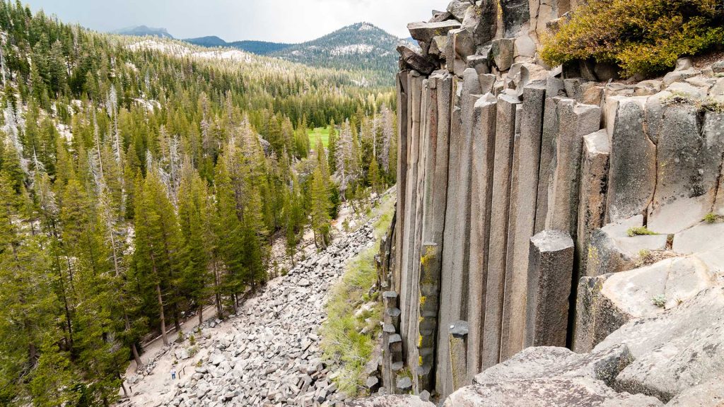 Hexagon basaltic columns at Devils Postpile National Monument, California, USA