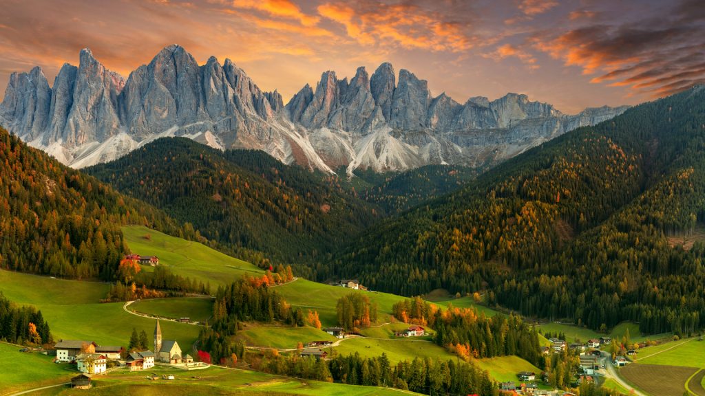 Beautiful landscape of Santa Maddalena, Val di Funes, Dolomites, South Tyrol, Italy