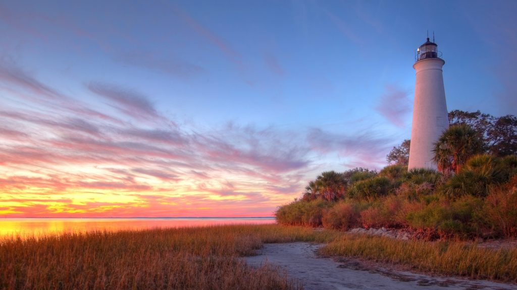 St. Marks Lighthouse in the St. Marks National Wildlife Refuge near Tallahassee, Florida, USA