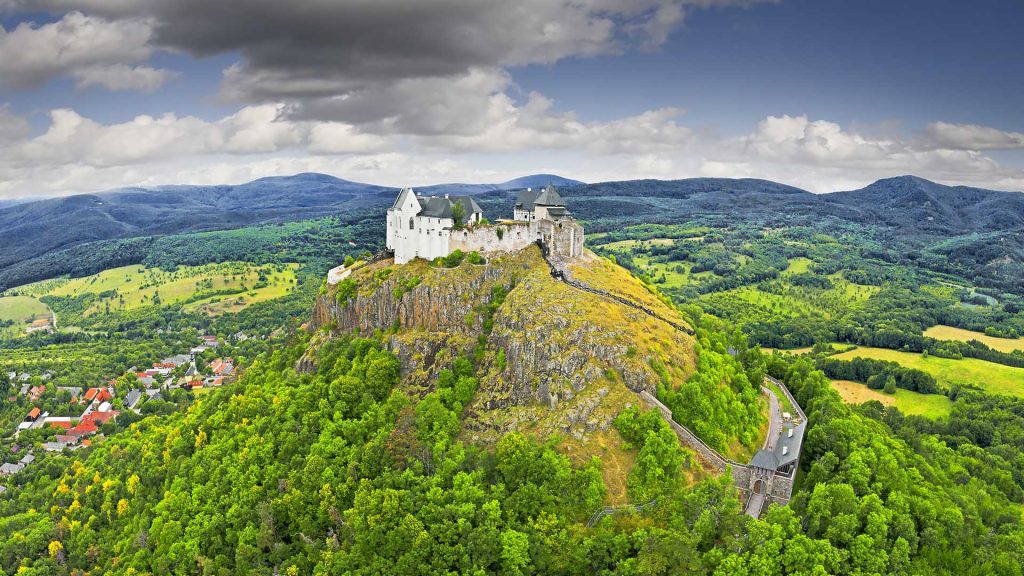 Castle of Fuzer (Füzér vára) built on a volcanic hill named Nagy-Milic, Hungary