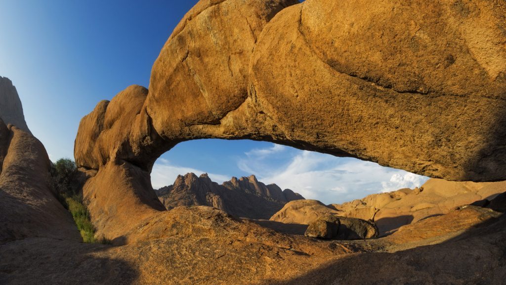 The Eye of Spitzkoppe famous natural rock arch bridge, Erongo Region, Namibia