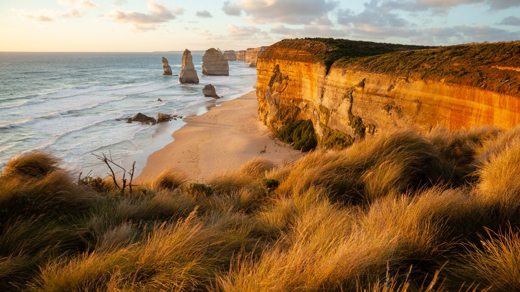 Twelve Apostles at sunset, Great Ocean road, Port Campbell National Park, Victoria, Australia