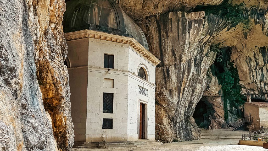 The Sanctuary of Santa Maria infra Saxa (Tempio di Valadier) in Frasassi Caves, Genga, Italy