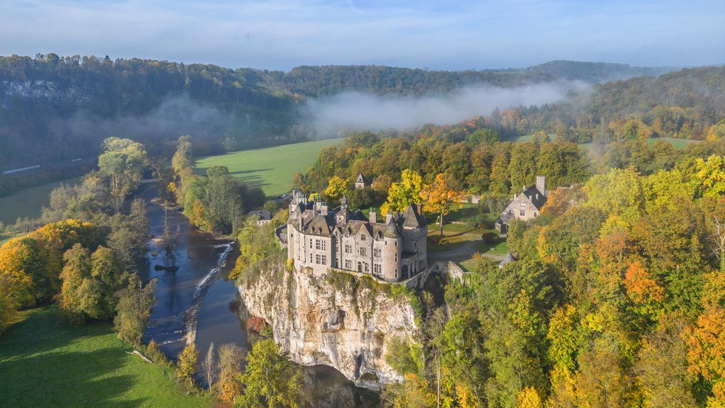 Castle Château de Walzin on Lesse near Dinant, Ardennes, Benelux, Namur, Wallonia, Belgium