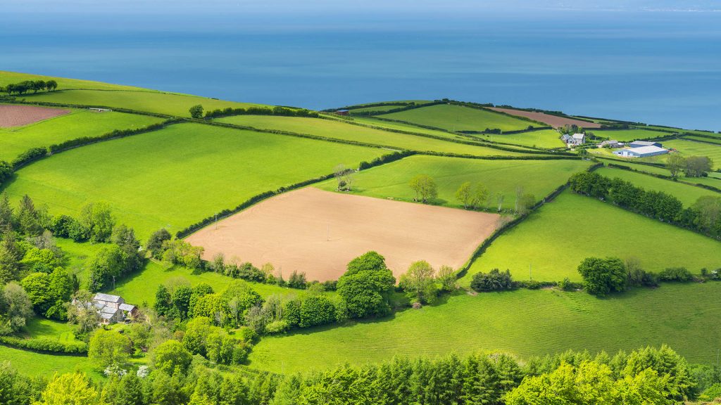 Porlock Bay seen from Exmoor National Park, Somerset, England, UK