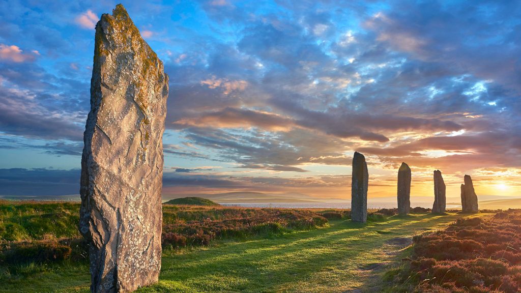 The Ring of Brodgar Neolithic henge and stone circle, Mainland island, Orkney, Scotland, UK