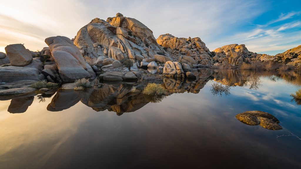 Barker Dam sunset, Joshua Tree National Park, California, USA