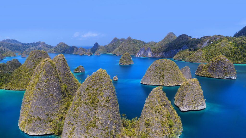 Panorama of Raja Ampat Archipelago, Wajag Island, West Papua Province, New Guinea, Indonesia