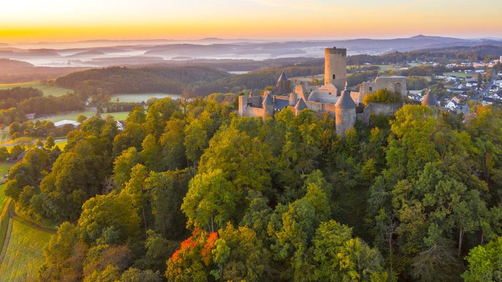 Sunrise at the Nürburg Castle, Eifel, Rhineland-Palatinate, Germany