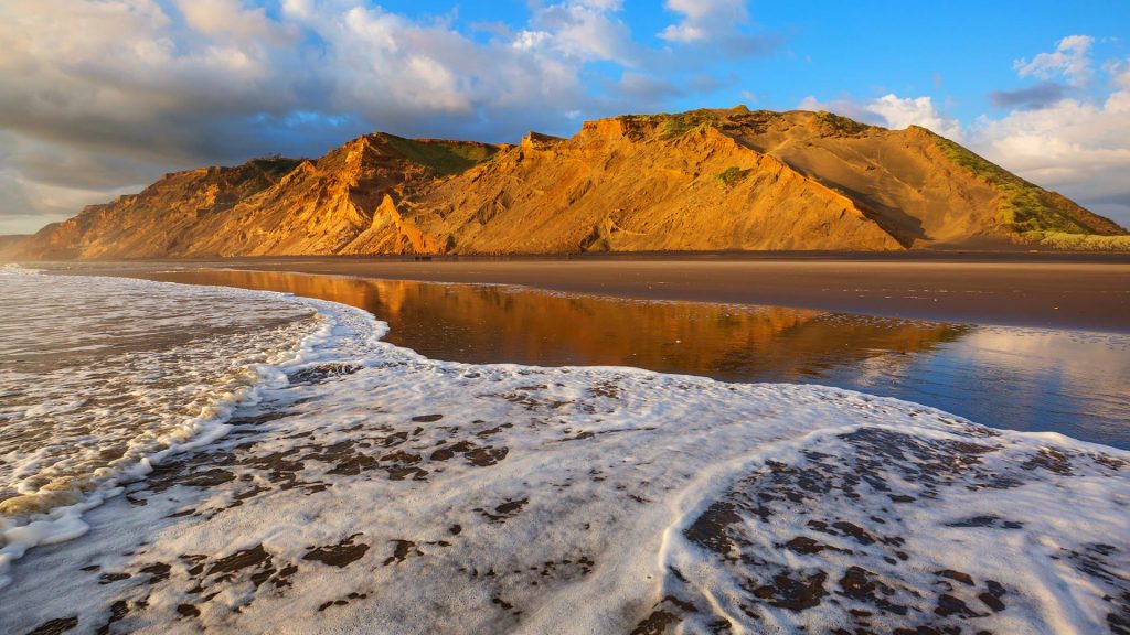 Landscape at ocean beach, Hamilton's Gap, Auckland, New Zealand