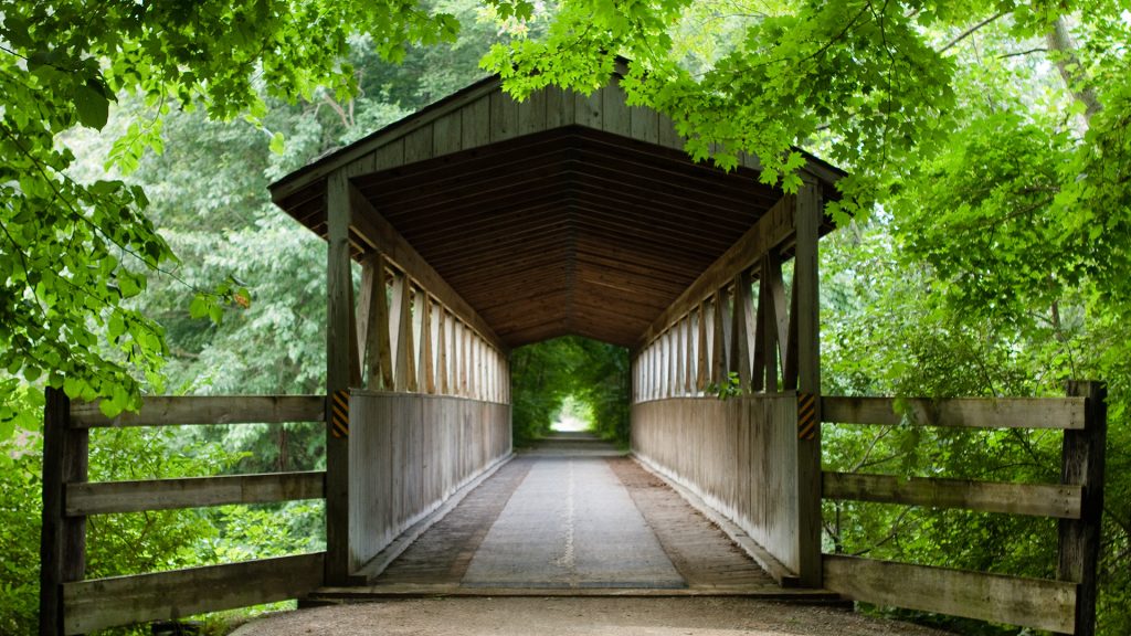 Kal Haven trail Black river covered bridge near South Haven, Michigan, USA